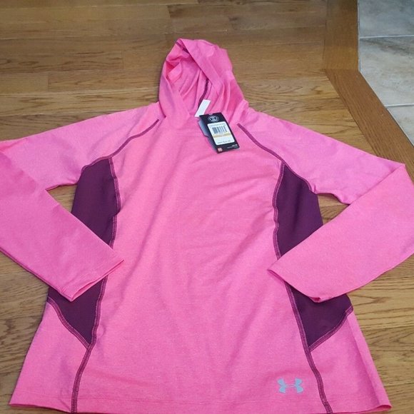 Under Armour Tops - under armour pink hooded top size S NWT